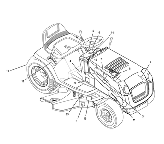 Decals Diagram and Parts List for 385002X50C 2007 Briggs and Stratton Lawn Tractor